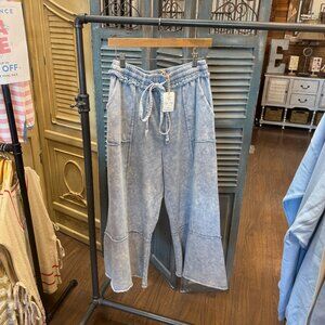 Sage + Fig Denim Mineral Washed Terry Knit Pants